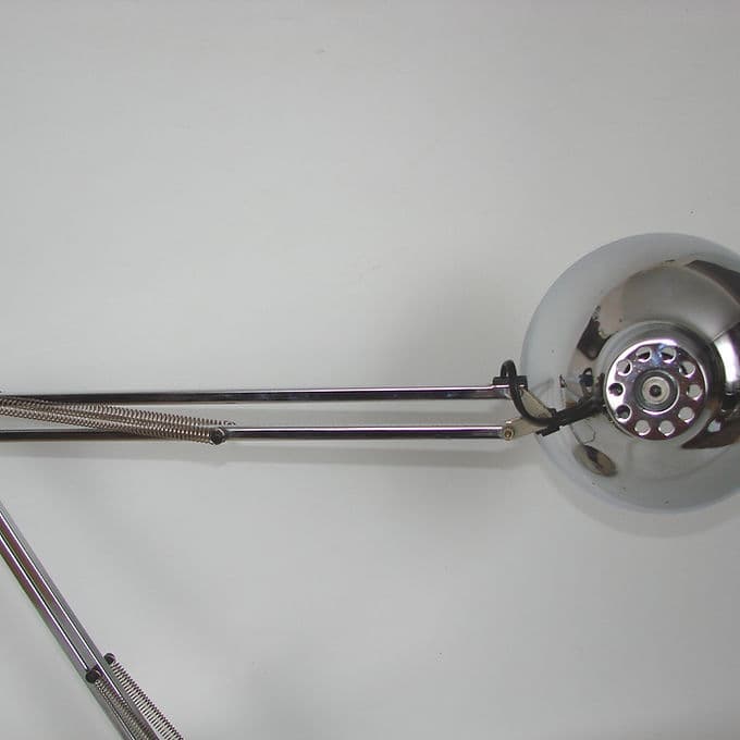 Lampa biurkowa kreślarska, chrom srebrny, stal chromowana, lata 70. - 46599