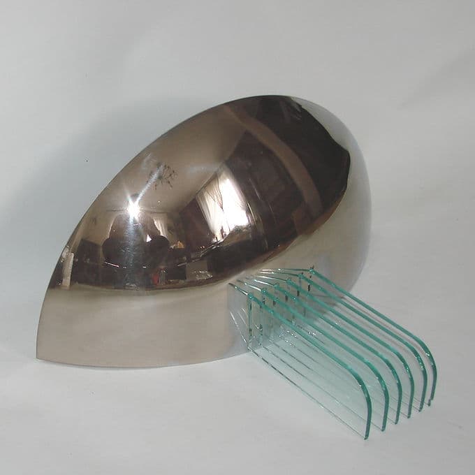 Wall sconce Art Deco, chrome-plated steel silver, glass, 1970s. - 46574