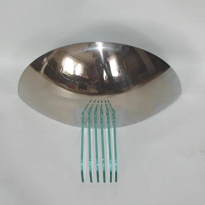 Wall sconce Art Deco, chrome-plated steel silver, glass, 1970s. - 46576