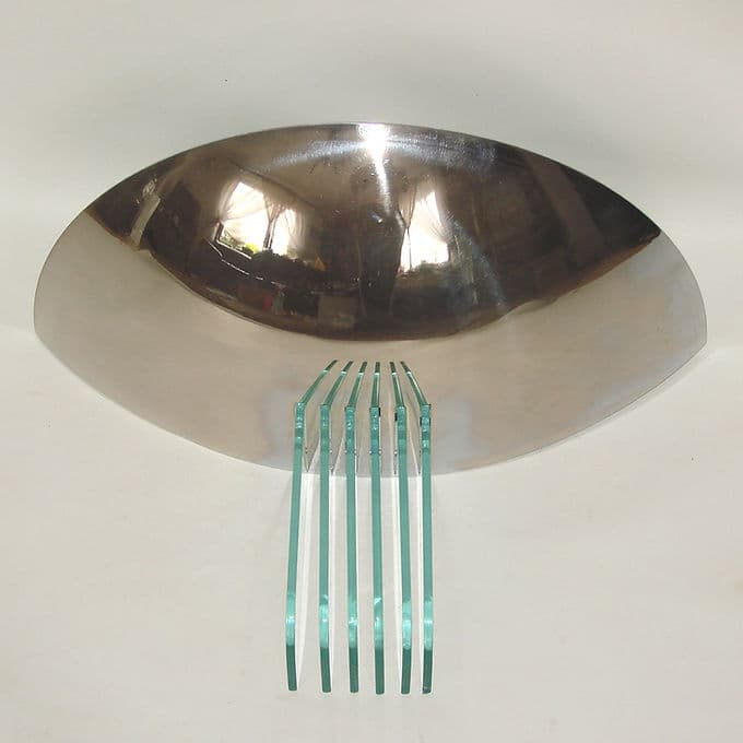 Wall sconce Art Deco, chrome-plated steel silver, glass, 1970s. - 46572