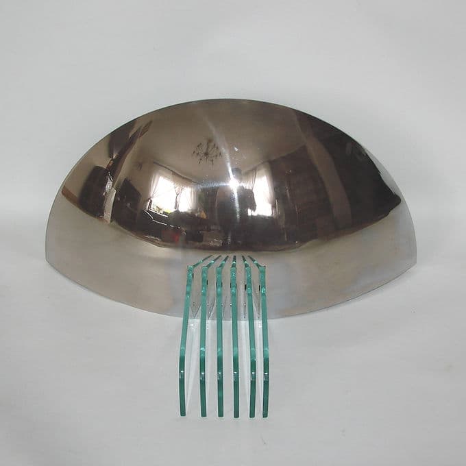 Wall sconce Art Deco, chrome-plated steel silver, glass, 1970s. - 46573