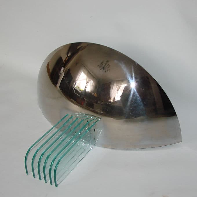 Wall sconce Art Deco, chrome-plated steel silver, glass, 1970s. - 46575