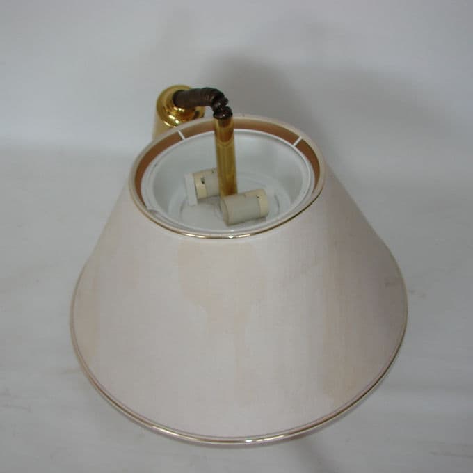 Pendant lamp, beige fabric shade, brass, GKS Leuchten Knapstein, Germany, 1980s. - 46560