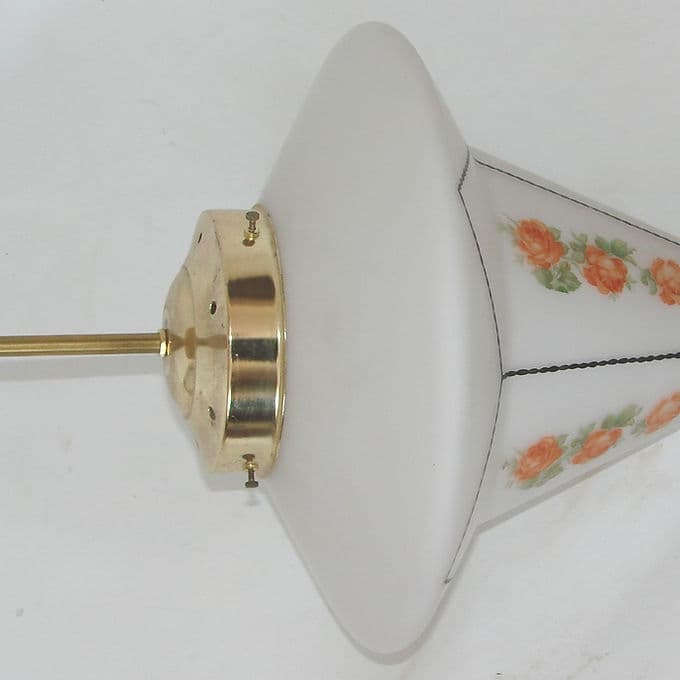 Pendant lamp Art Deco, painted glass, brass, multicolor, 1920s. - 46506