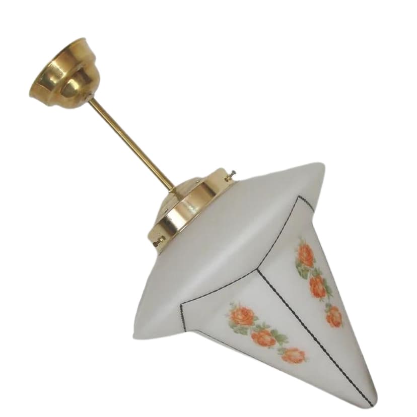 Pendant lamp Art Deco, painted glass, brass, multicolor, 1920s.