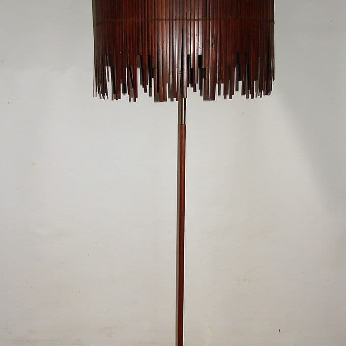 Lampa podłogowa, brązowy ciemny, teak, Dania, lata 60. - 46462