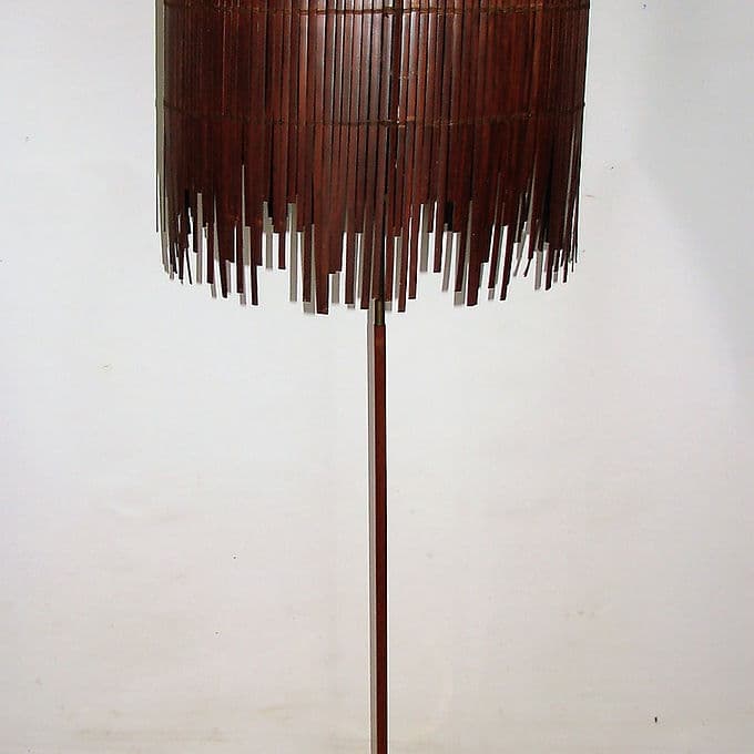 Lampa podłogowa, brązowy ciemny, teak, Dania, lata 60. - 46467