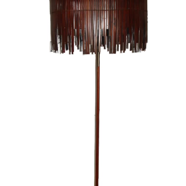 Lampa podłogowa, brązowy ciemny, teak, Dania, lata 60. - WYMIARY