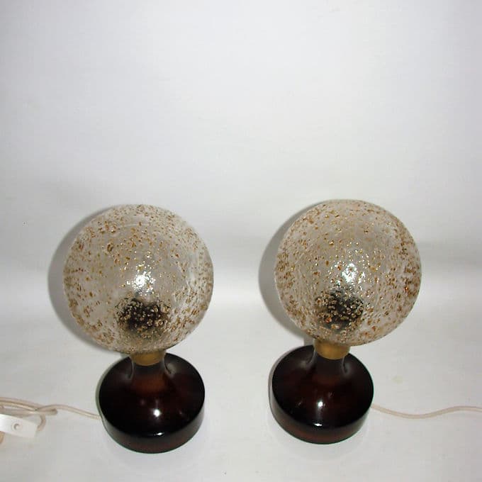 Pair of Hustad table lamps, dark brown glass, 1960s. - 46441
