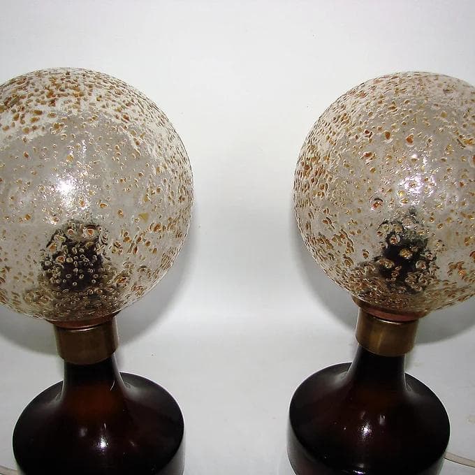 Pair of Hustad table lamps, dark brown glass, 1960s. - 46439