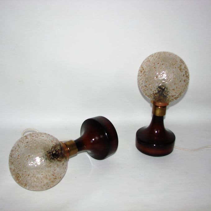 Pair of Hustad table lamps, dark brown glass, 1960s. - 46440