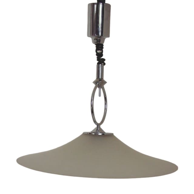 Pendant lamp Helestra, chrome metal, beige glass, Germany, 1970s. - DIMENSION