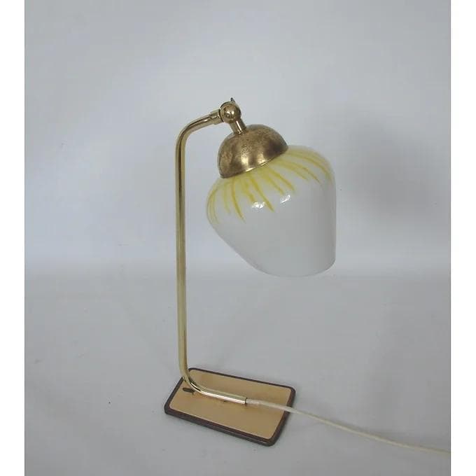 Lampka biurkowa Mid Century, mosiądz biały, lata 60. - 46730