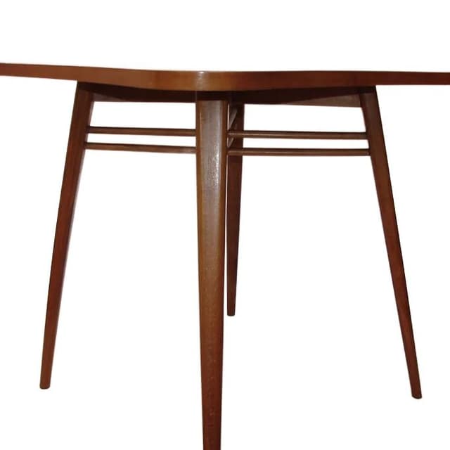 Clover side table, brown wood, Czechoslovakia, 1960s. - DIMENSION