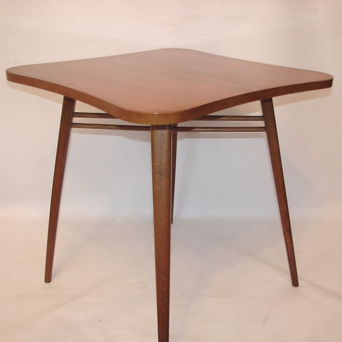 Clover side table, brown wood, Czechoslovakia, 1960s. - 46683