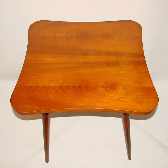 Clover side table, brown wood, Czechoslovakia, 1960s. - 46684