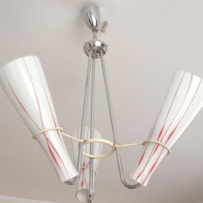 Chandelier Zukov, nickel-plated silver metal, 1970s. - 46679