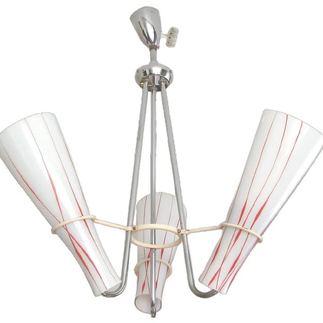 Chandelier Zukov, nickel-plated silver metal, 1970s. - DIMENSION