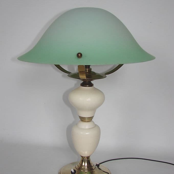 Table lamp art déco, turquoise, brass, Europe, 1940s. - 46668