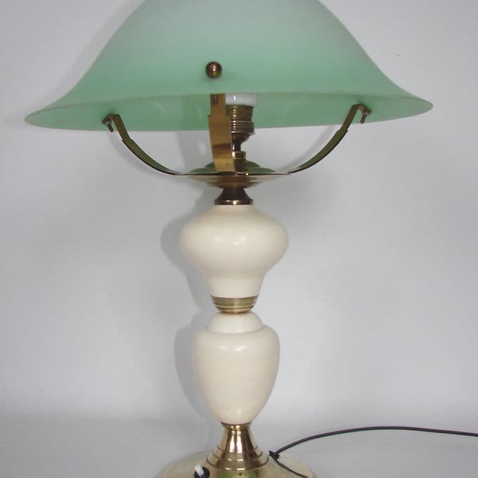 Table lamp art déco, turquoise, brass, Europe, 1940s. - 46669