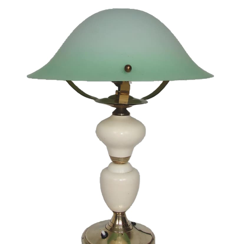 Table lamp art déco, turquoise, brass, Europe, 1940s.