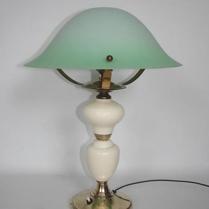 Table lamp art déco, turquoise, brass, Europe, 1940s. - 46673