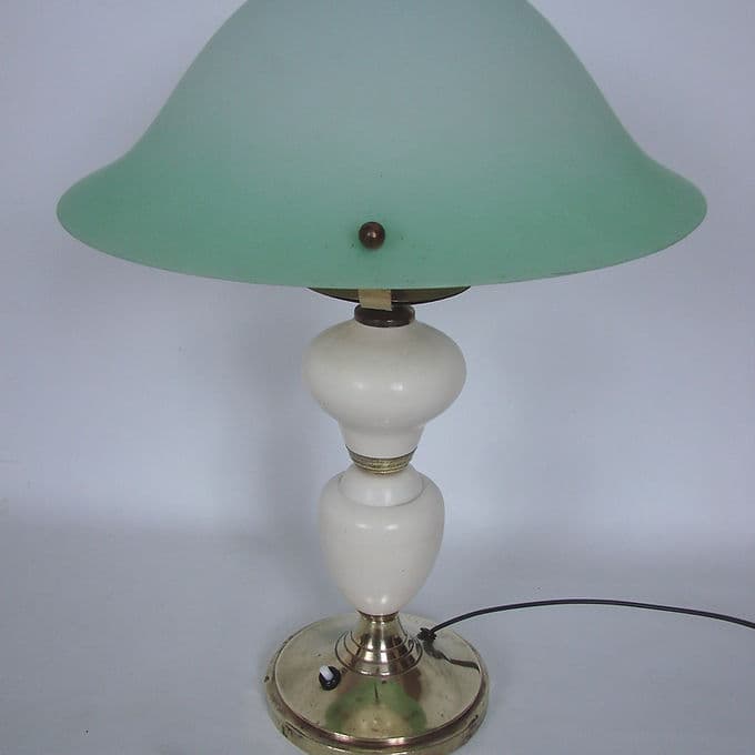 Table lamp art déco, turquoise, brass, Europe, 1940s. - 46671