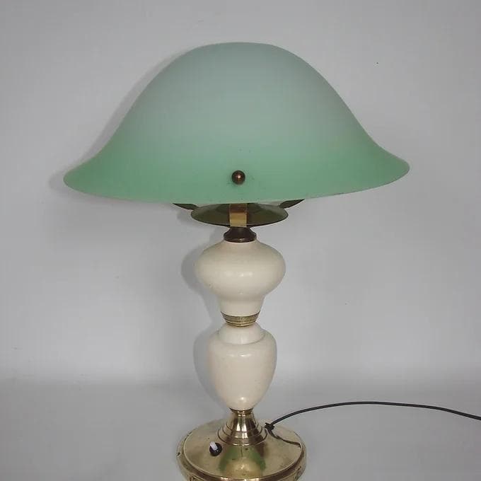 Table lamp art déco, turquoise, brass, Europe, 1940s. - 46672