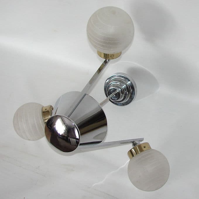 Lampa wisząca Bauhaus, stal chromowana srebrny, szkło matowe, lata 70. - 46663