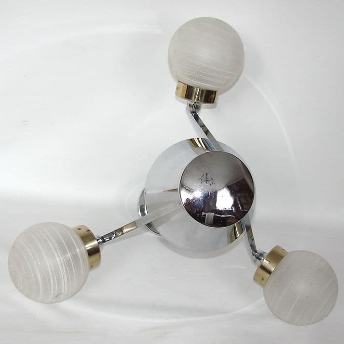 Lampa wisząca Bauhaus, stal chromowana srebrny, szkło matowe, lata 70. - 46666