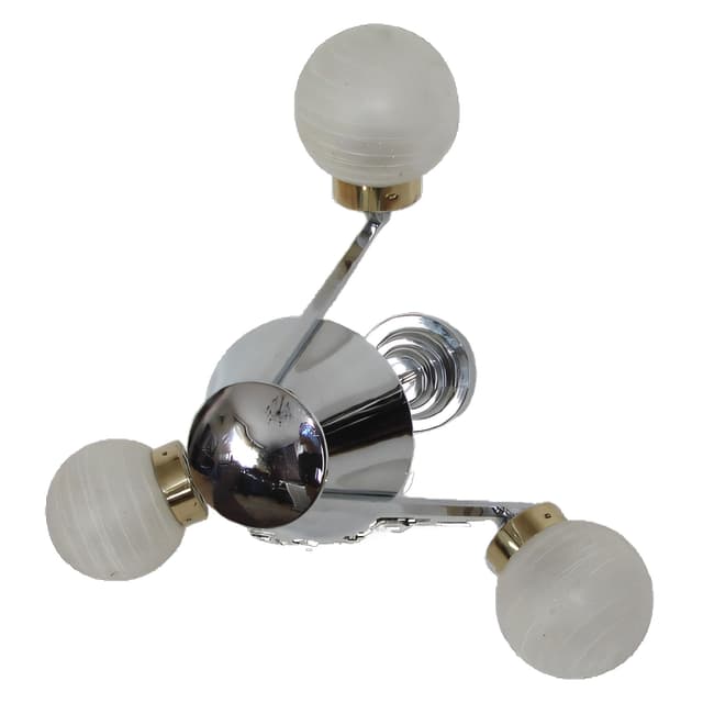 Lampa wisząca Bauhaus, stal chromowana srebrny, szkło matowe, lata 70. - WYMIARY