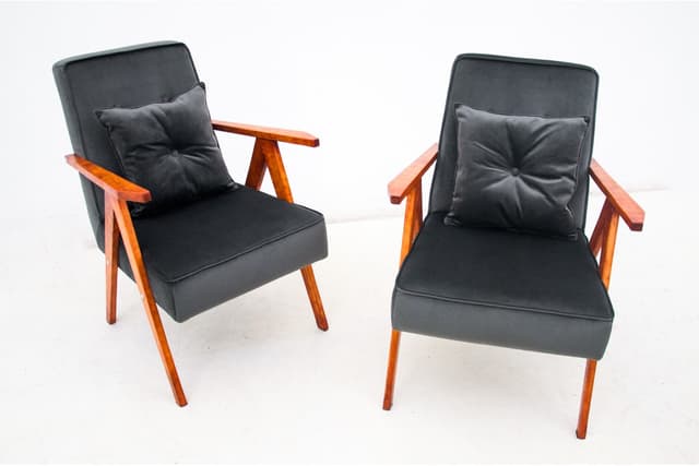 Antracytowe fotele bukowe, Polska, lata 60. - WYMIARY