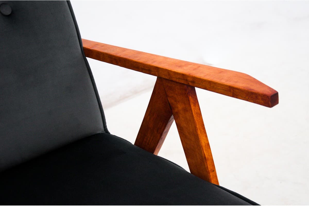 Antracytowe fotele bukowe, Polska, lata 60. - 46843