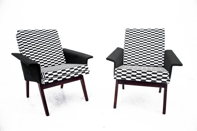 Black and White Set of Armchairs, Czechoslovakia, 1960s - DIMENSION