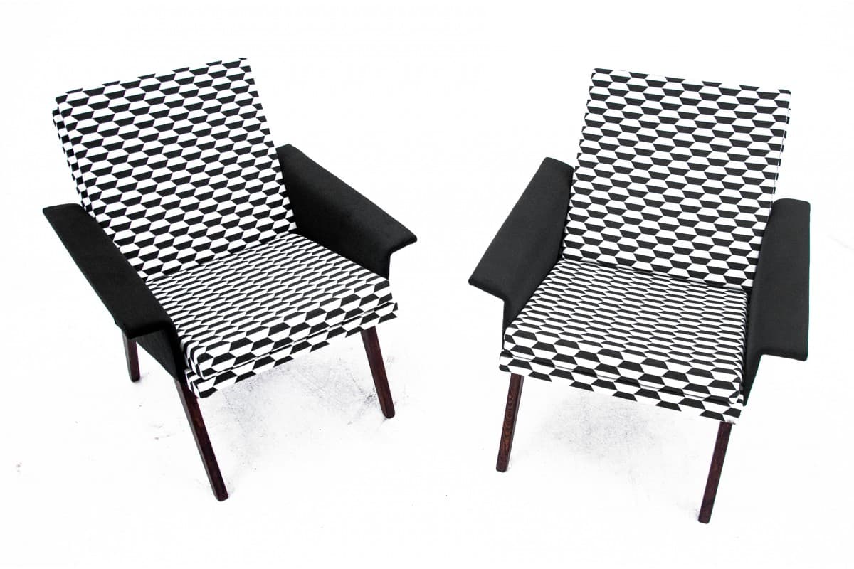 Black and White Set of Armchairs, Czechoslovakia, 1960s - 46849