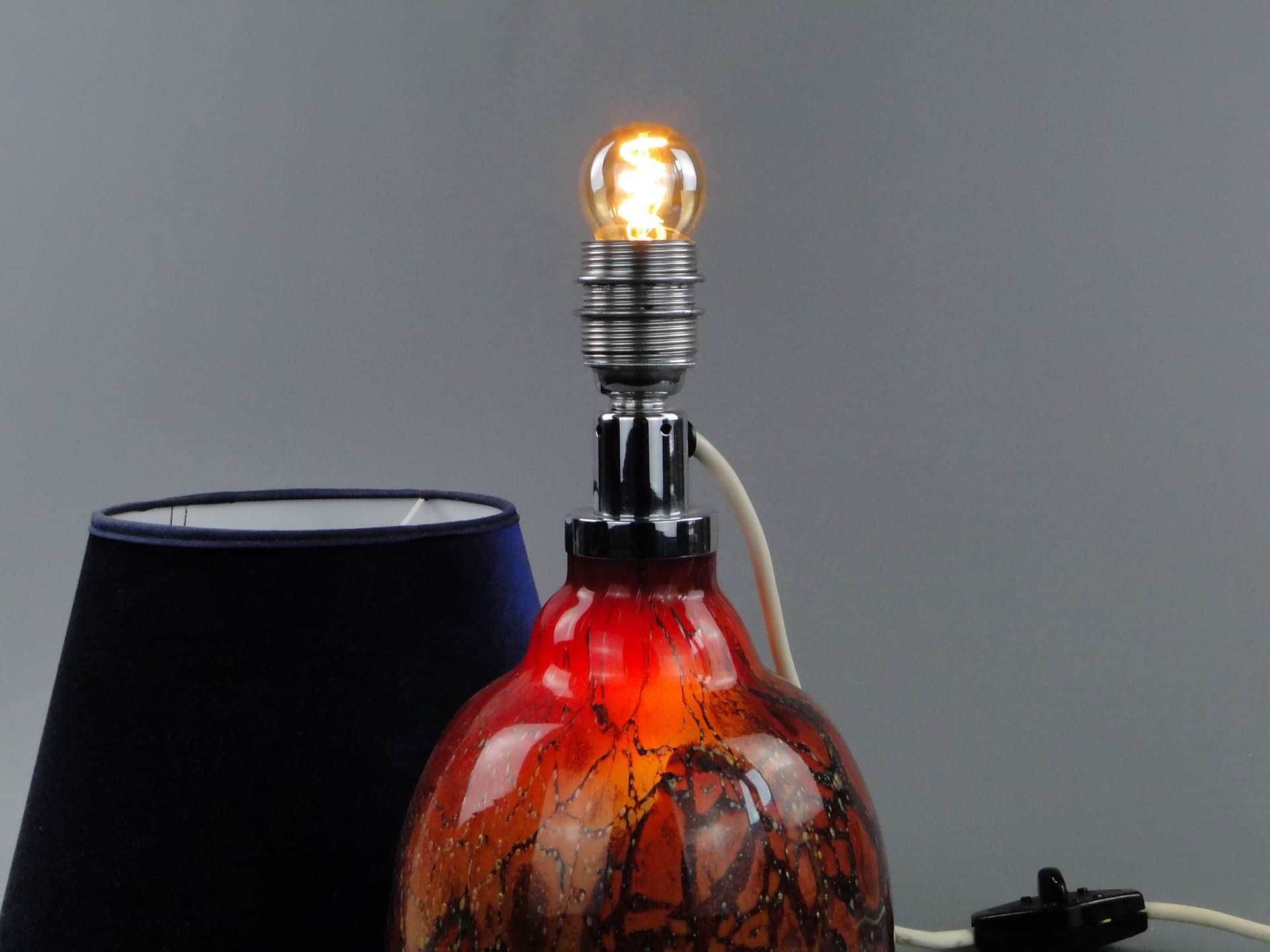 Lampa stołowa Ikora, szkło multikolor, velvet granatowy, WMF, Niemcy, lata 30. - 46963