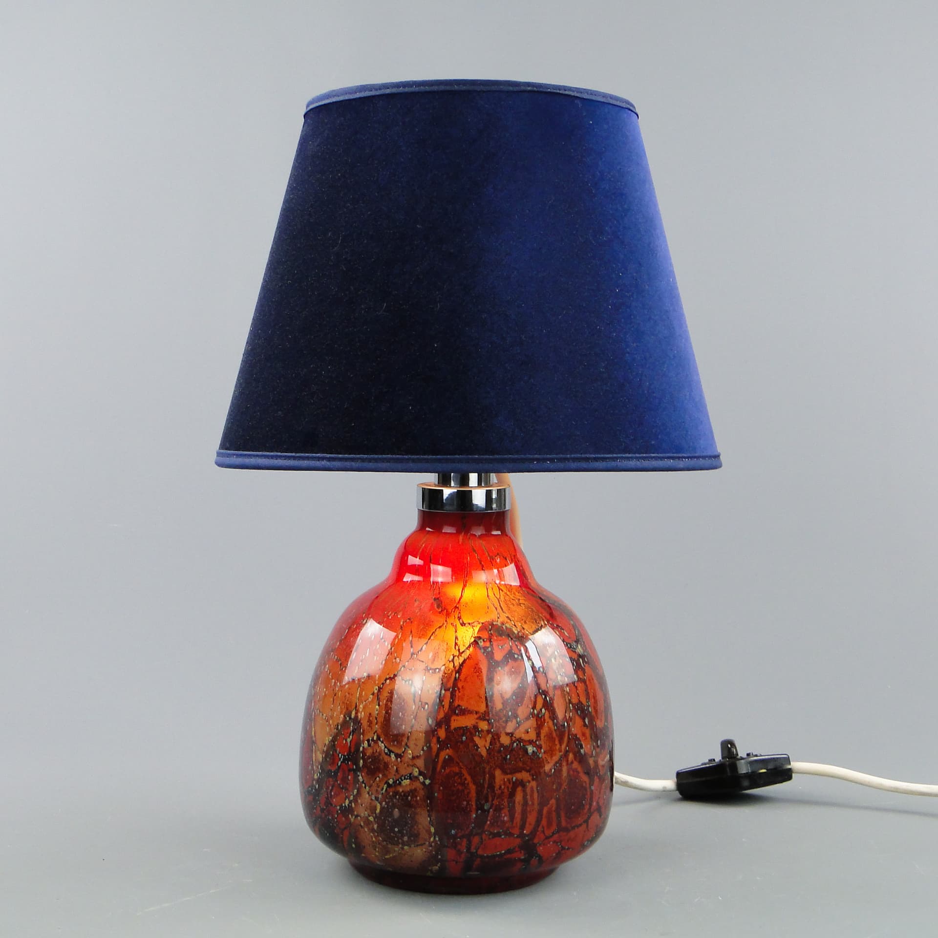 Lampa stołowa Ikora, szkło multikolor, velvet granatowy, WMF, Niemcy, lata 30. - 46964