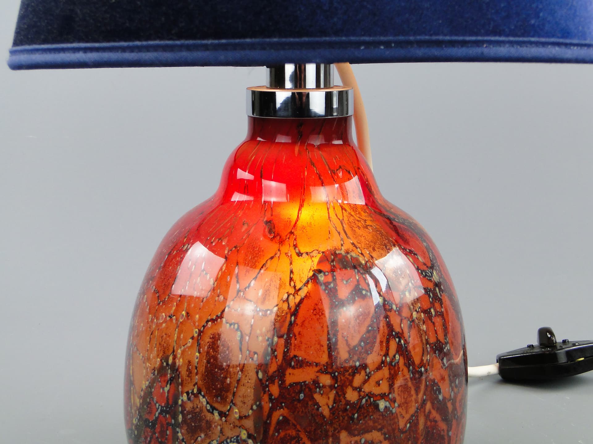 Lampa stołowa Ikora, szkło multikolor, velvet granatowy, WMF, Niemcy, lata 30. - 46965