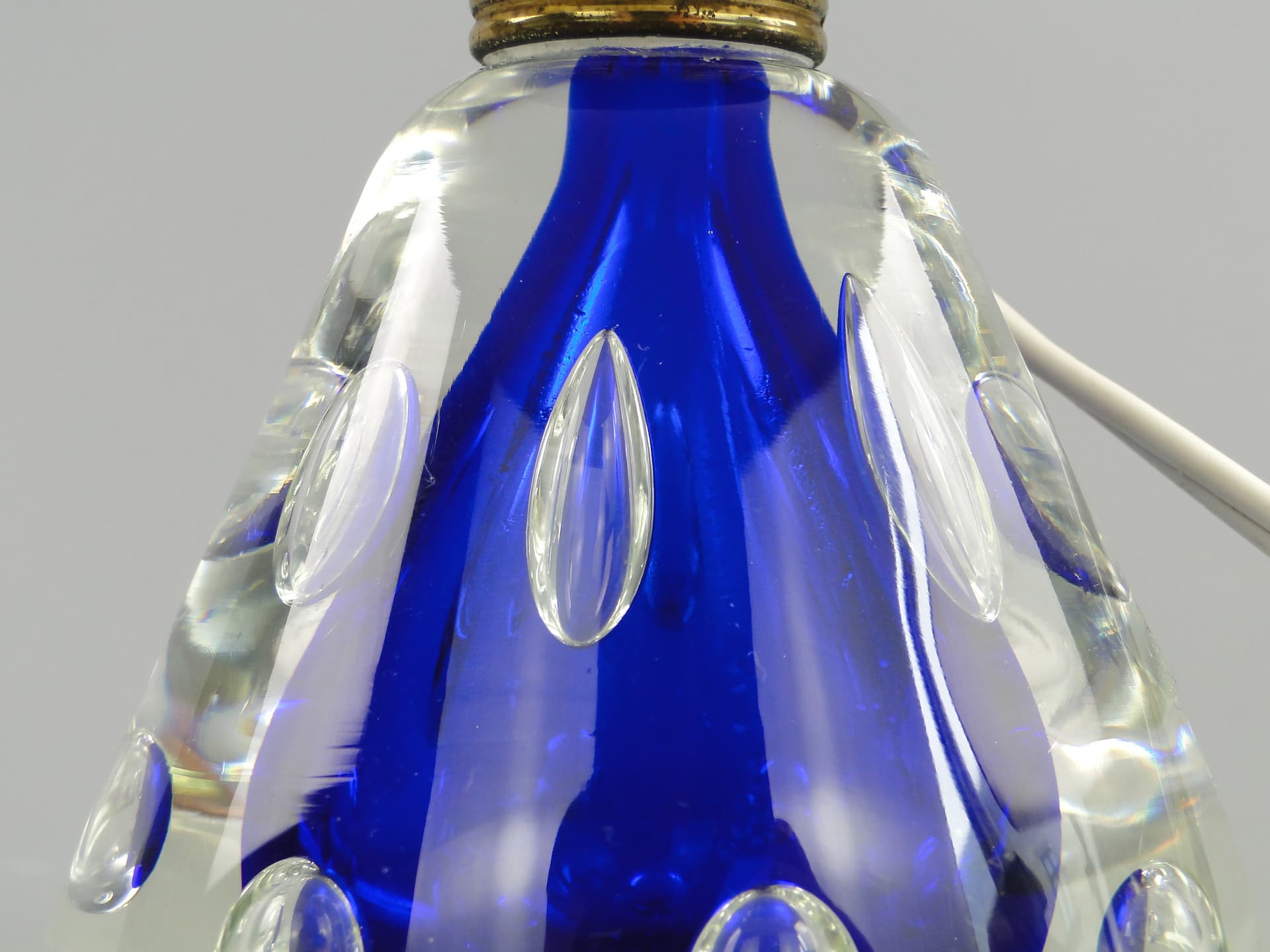 Lampa stołowa, szkło niebieski, Val St Lambert, Belgia, lata 60. - 47095