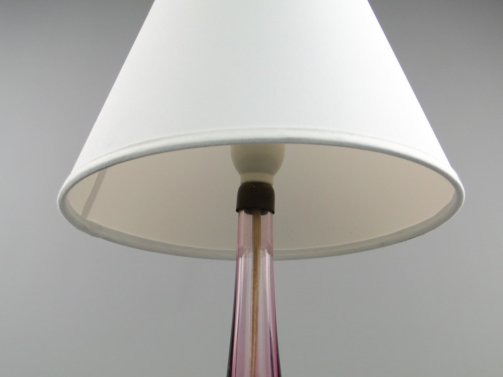 Lampa stołowa, Val St Lambert, szkło czerwony, Belgia, lata 60. - 47207