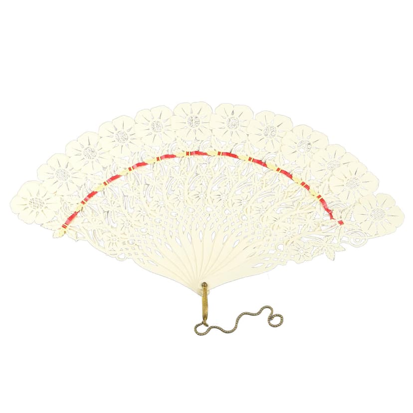 Wachlarz Biedermeier, kość ivory white, mosiądz złocony, Austria, XIX w.