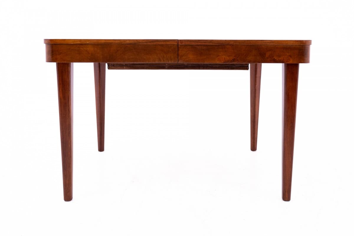 Brązowy stół rozkładany, proj. J. Halabala, Czechosłowacja, lata 30. - 47755