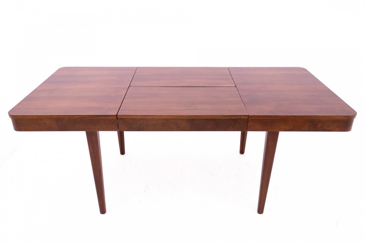 Brązowy stół rozkładany, proj. J. Halabala, Czechosłowacja, lata 30. - 47761