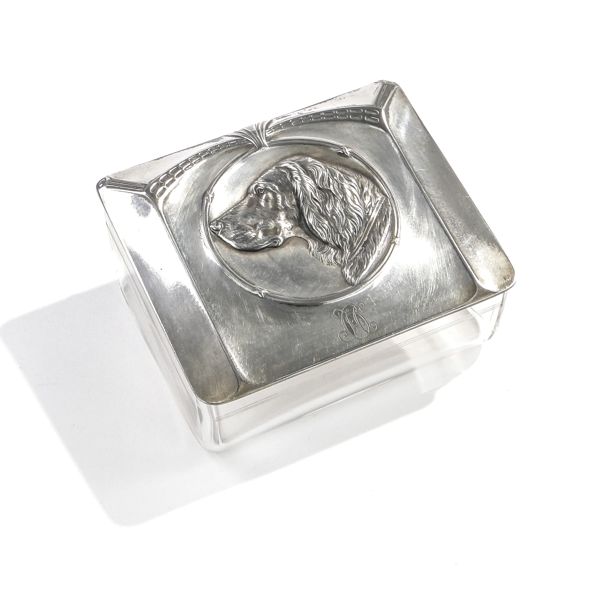Desk Box Art Nouveau, transparent crystal, silver-plated pewter, WMF, Germany, early 20th c. - 47404