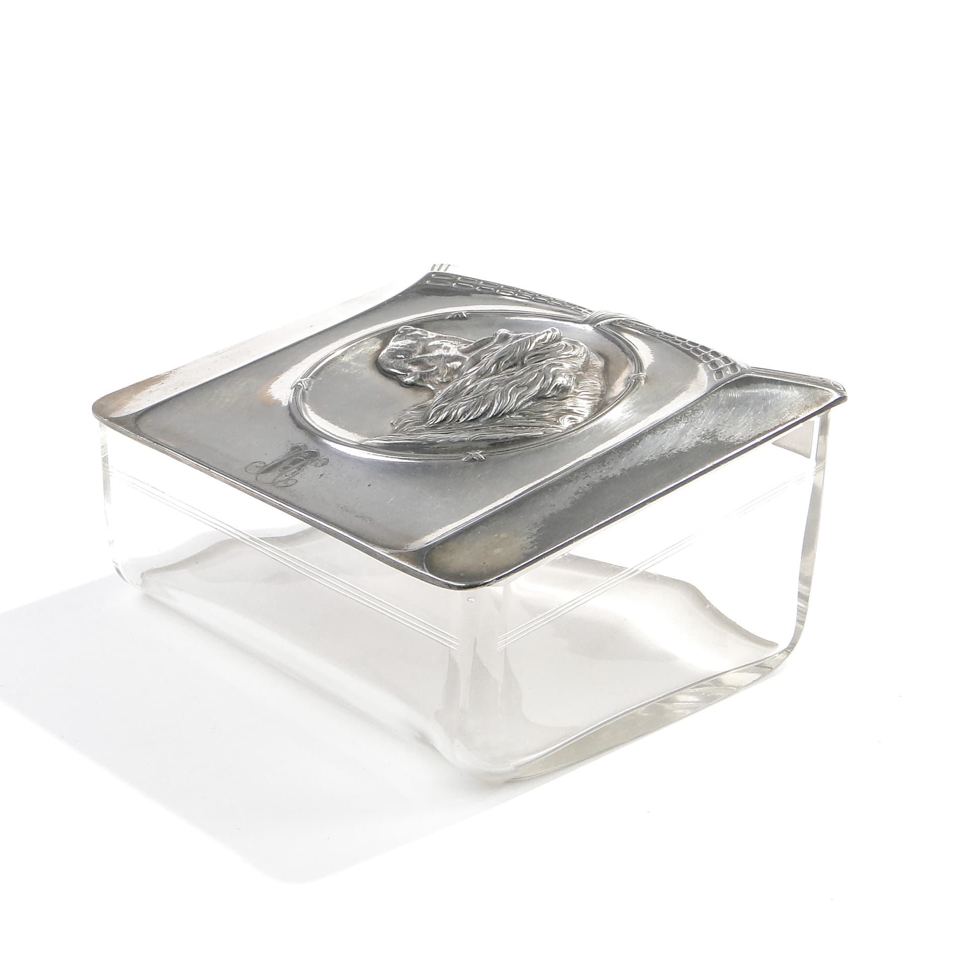 Desk Box Art Nouveau, transparent crystal, silver-plated pewter, WMF, Germany, early 20th c. - 47405