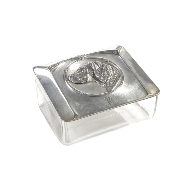 Desk Box Art Nouveau, transparent crystal, silver-plated pewter, WMF, Germany, early 20th c. - DIMENSION