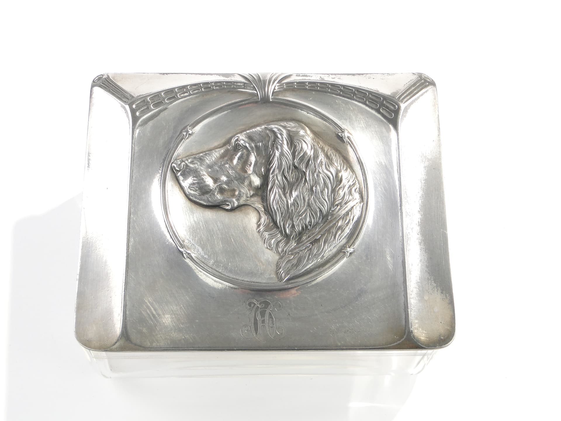 Desk Box Art Nouveau, transparent crystal, silver-plated pewter, WMF, Germany, early 20th c. - 47406