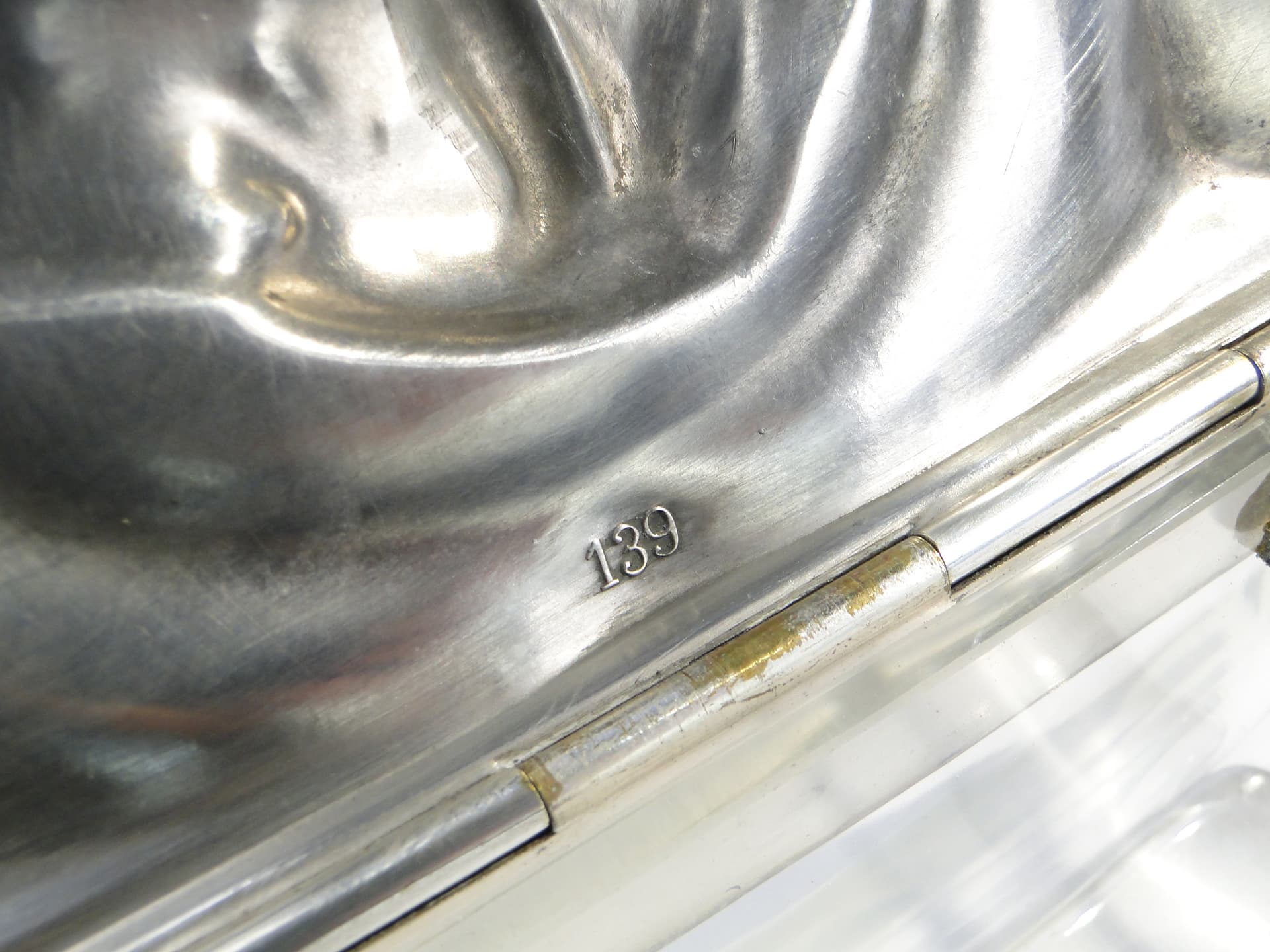 Desk Box Art Nouveau, transparent crystal, silver-plated pewter, WMF, Germany, early 20th c. - 47409