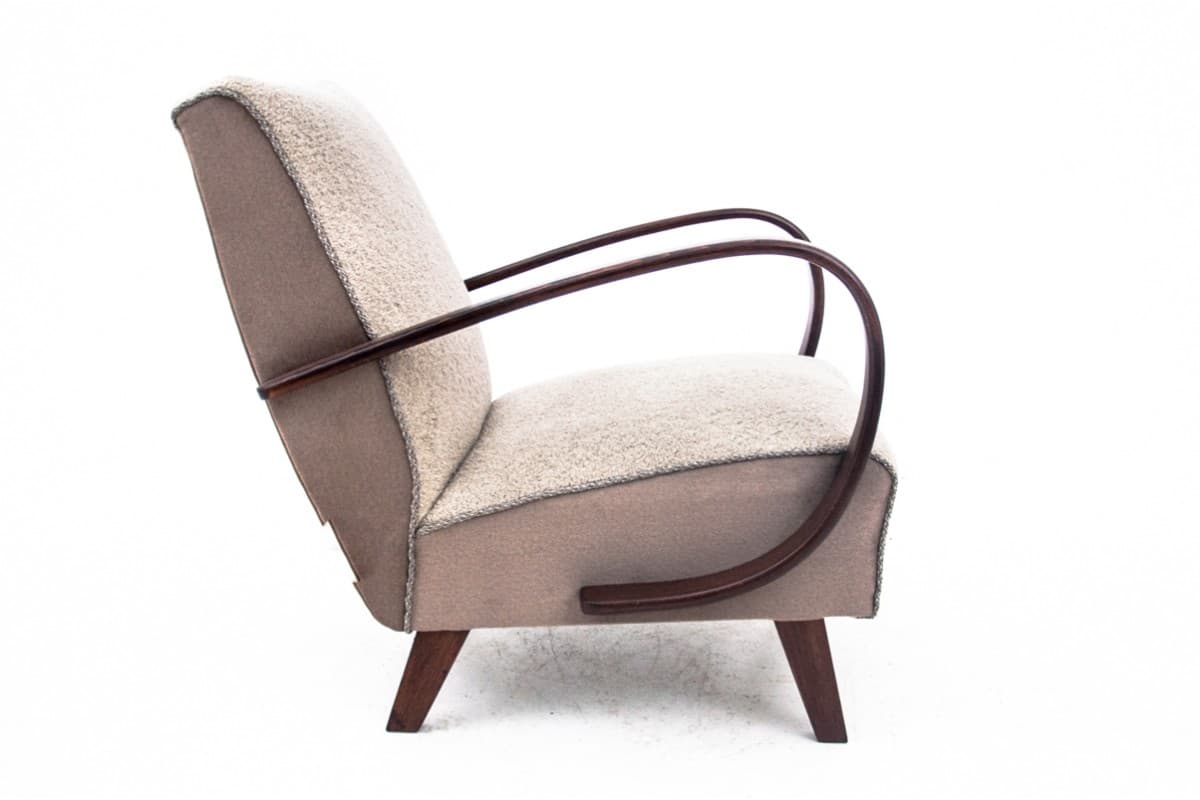 Beżowe fotele Art Deco, proj. J. Halabala, Czechosłowacja, lata 30. - 47333