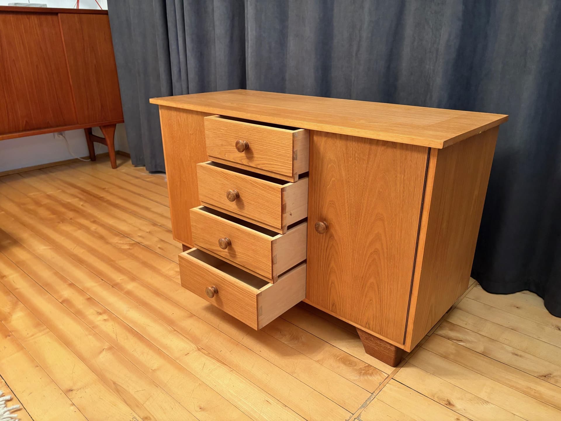 Sideboard, jasnobrązowy, buk, Niemcy, lata 60. - 79788